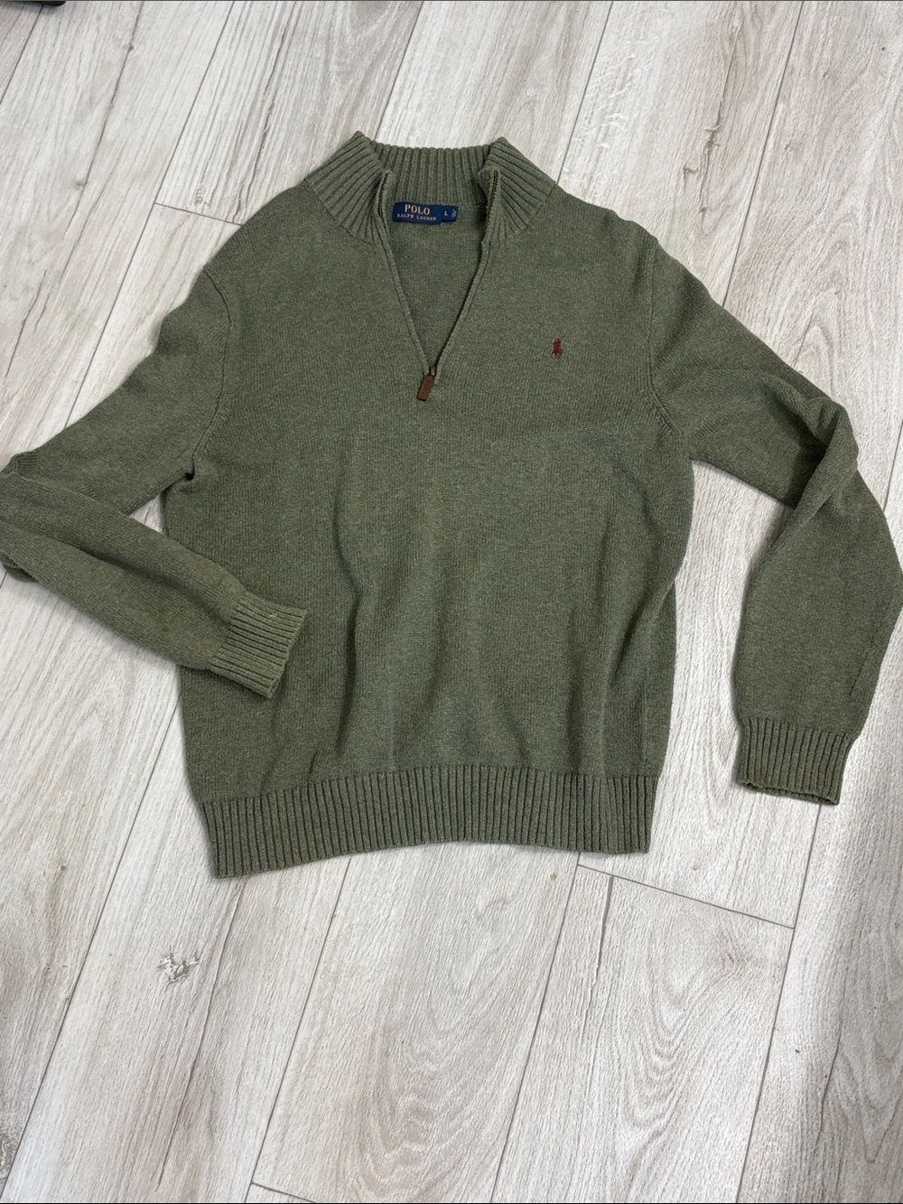 Ralph Lauren Olive Quarter-Zip Sweater